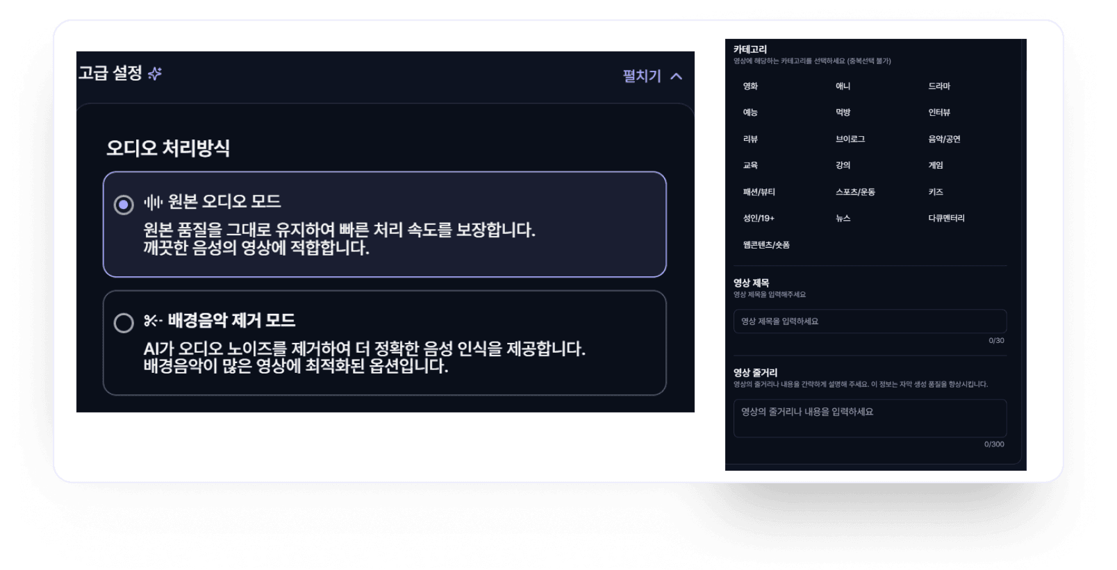 세부적인 자막 사용자 정의 옵션
